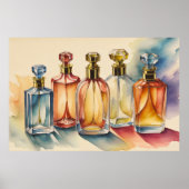 Gedempte Koele Kleuren Waterverf Glazen Flessen 3: Poster (Voorkant)