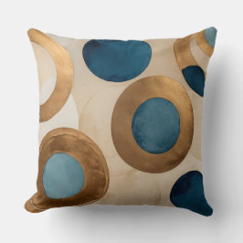 Gedempte kopercirkels en blauwe ringen en ringen kussen