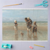 Gedempte  kunstwerk strand scène oude wereld tissuepapier (Craft)