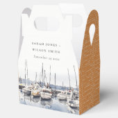 Gedempte kustboten bij Harbour Seascape Bruiloft Bedankdoosjes (Geopend)