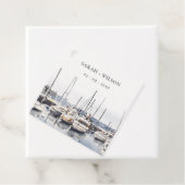 Gedempte kustboten bij Harbour Seascape Bruiloft Bedankjes Labels (In situ)