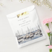 Gedempte kustboten bij Harbour Seascape Bruiloft Bedankzakje (Gezegeld)