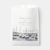Gedempte kustboten bij Harbour Seascape Bruiloft Bedankzakje (Voorkant)