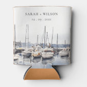 Gedempte kustboten bij Harbour Seascape Bruiloft Blikjeskoeler (Voorkant)
