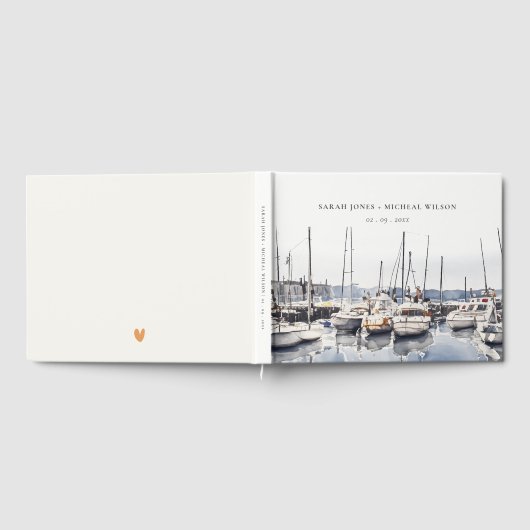 Gedempte kustboten bij Harbour Seascape Bruiloft Gastenboek (Volledig)