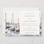 Gedempte kustboten bij Harbour Seascape Bruiloft Kaart (Voorkant)