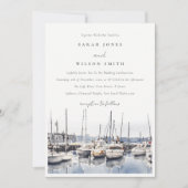 Gedempte kustboten bij Harbour Seascape Bruiloft Kaart (Voorkant)