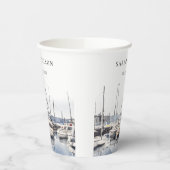 Gedempte kustboten bij Harbour Seascape Bruiloft Papieren Bekers (Links)