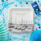 Gedempte kustboten bij Harbour Seascape Bruiloft Papieren Bordje (Feest)