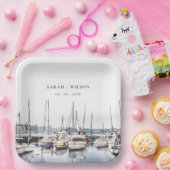 Gedempte kustboten bij Harbour Seascape Bruiloft Papieren Bordje (Feest)