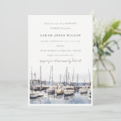 Gedempte kustboten op haven zeegezicht verjaardag kaart (Staand voorkant)