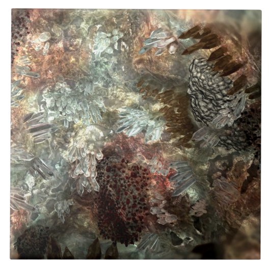 Gedempte lagen bruine kristallen tegeltje (Voorkant)