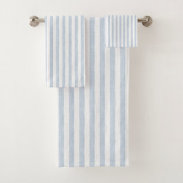 Gedempte Lichtblauwe Witte Kuststreep Scandinavisc Bad Handdoek