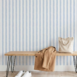 Gedempte Lichtblauwe Witte Kuststreep Scandinavisc Behang