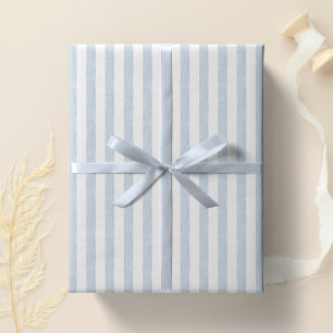 Gedempte Lichtblauwe Witte Textuur Streep Minimali Cadeaupapier