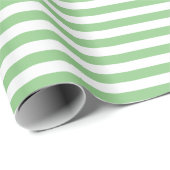 Gedempte lichtgroene en witte gestreepte patroon cadeaupapier (Rol Hoek)