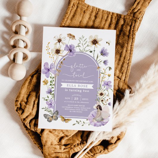 Gedempte Lila Boho Fairy Wildflower Meisje Verjaar Kaart