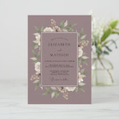 Gedempte Mauve Bloemenschildering Bruiloft Kaart (Staand voorkant)