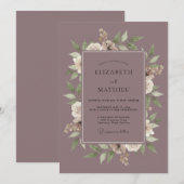 Gedempte Mauve Bloemenschildering Bruiloft Kaart (Voorkant / Achterkant)