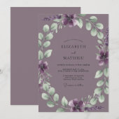 Gedempte Mauve Loof Eucalyptus Bruiloft Kaart (Voorkant / Achterkant)