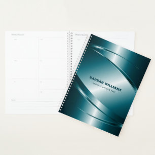 Gedempte metaalblauwe geometrische dynamische vorm planner