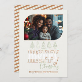 Gedempte Minimalistische Retro Doodle Kerst Foto Feestdagenkaart