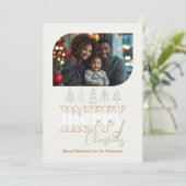 Gedempte Minimalistische Retro Doodle Kerst Foto Feestdagenkaart (Staand voorkant)