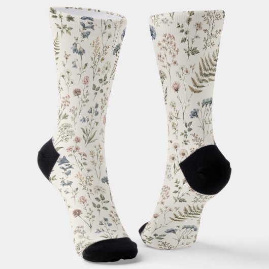 Gedempte Minimalistische Scandinavische Wilde Bloe Sokken (Gebogen)