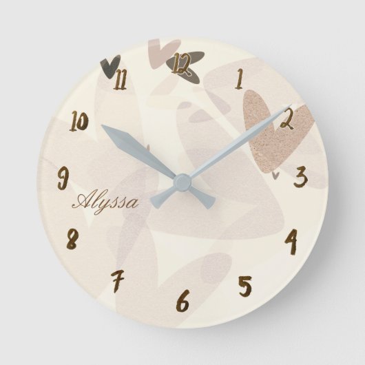 Gedempte Mod Harten Whimsical Ronde Klok (Voorkant)
