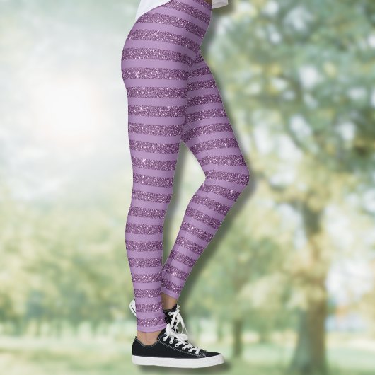 Gedempte Moerbeiglitter Stijl Horizontale Strepen Leggings