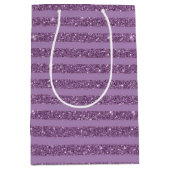 Gedempte Moerbeiglitter Stijl Horizontale Strepen Medium Cadeauzakje (Voorkant)