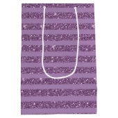 Gedempte Moerbeiglitter Stijl Horizontale Strepen Medium Cadeauzakje (Achterkant)