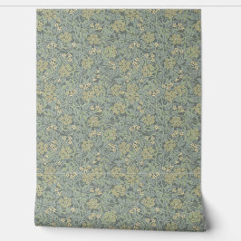 Gedempte munt en Bleek stro Листья William Morris Behang