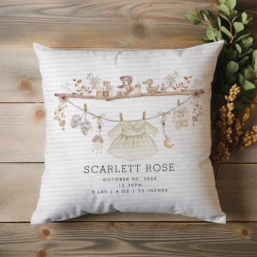 Gedempte Neutrale Boho Baby Meisje Kraamkamer Gebo Kussen