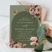 Gedempte Olijfgroene Boog Bruiloft | Boho Stof Sag Kaart