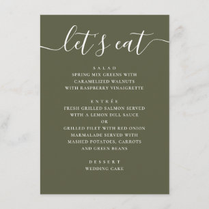Gedempte Olijfgroene Bruiloft. Moderne Tuin Recept Menu