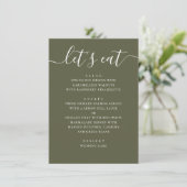 Gedempte Olijfgroene Bruiloft. Moderne Tuin Recept Menu (Staand voorkant)