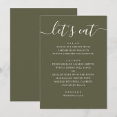Gedempte Olijfgroene Bruiloft. Moderne Tuin Recept Menu (Voorkant / Achterkant)