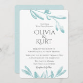 Gedempte olijftakken Bruiloft uitnodiging (Voorkant / Achterkant)