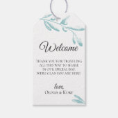 Gedempte Olijftakken Bruiloft Welkomsttas Cadeaulabel (Voorkant)