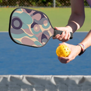 Gedempte paarse en blauwe abstracte golven pickleball paddle