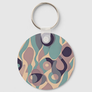 Gedempte paarse en blauwe abstracte golven sleutelhanger
