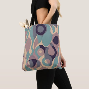 Gedempte paarse en blauwe abstracte golven tote bag