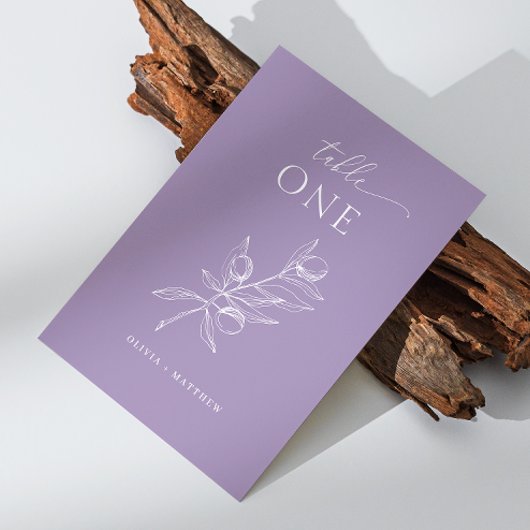 Gedempte Paarse olijfbruiloft | Romantische lavend Kaart