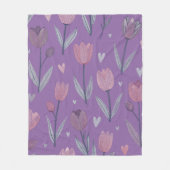 Gedempte paarse tulp fleece deken (Voorkant)