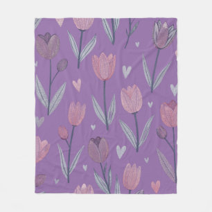 Gedempte paarse tulp fleece deken