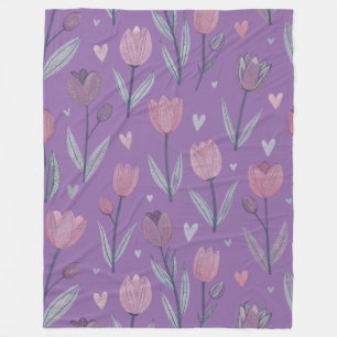 Gedempte Paarse Tulp Fleece Deken (Groot)