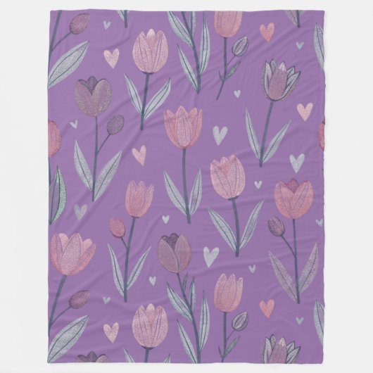 Gedempte Paarse Tulp Fleece Deken (Groot) (Voorkant)