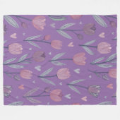 Gedempte Paarse Tulp Fleece Deken (Groot) (Voorkant (Horizontaal))