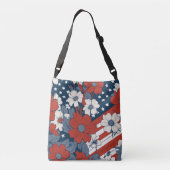 Gedempte Pastel Amerikaanse vlag en bloemen Crossbody Tas (Achterkant)